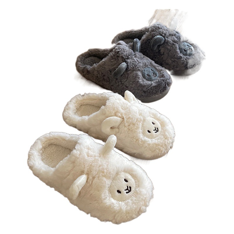 Cotton Slippers Women's Cute Cartoon Girly Heart Winter Indoor Home Soft Bottom Plush Couple Dormitory Cotton Slippers Men's Winter