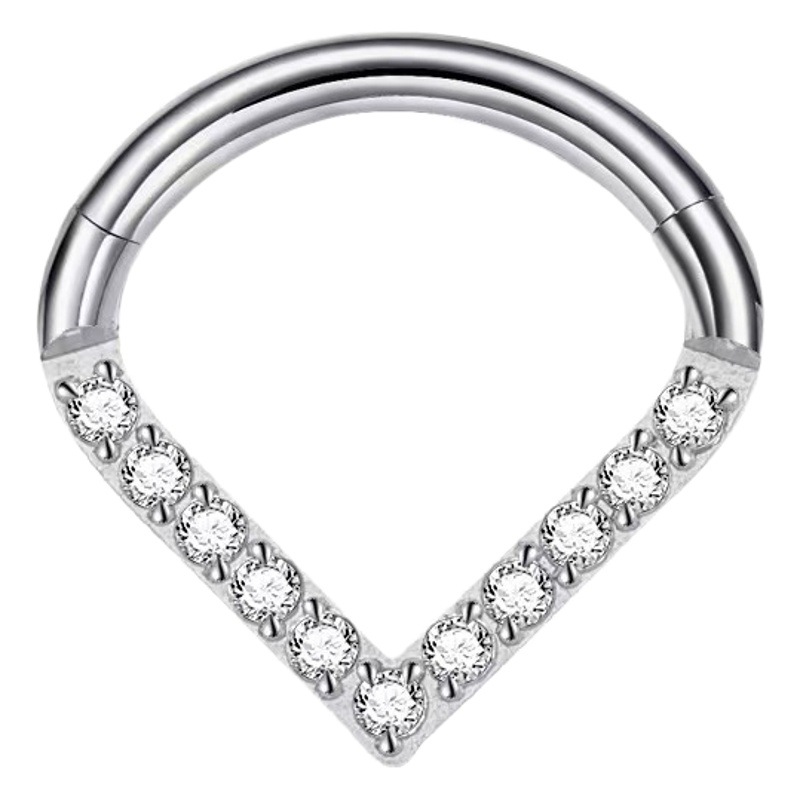316L stainless steel puncture jewelry heart inlaid zircon closed ear ring seamless nose ring multifunctional cartilage earrings