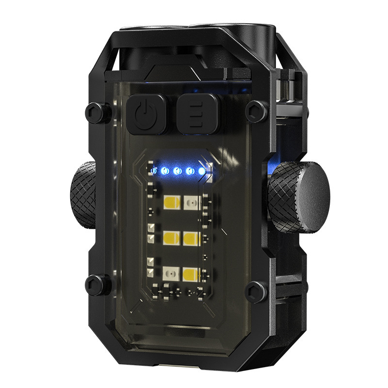 Picture of Cross-border dual LED key chain light multi-function magnetic flashlight cob side light outdoor work light bright warning light