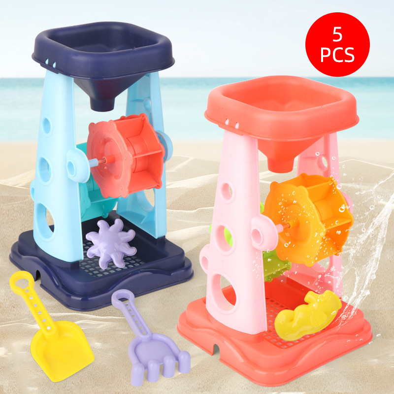 Picture of Children's Beach Toy Hourglass 5-Piece Set for Summer Outdoor Parent-Child Water Play and Sand Digging, Promoting Parent-Child Interaction