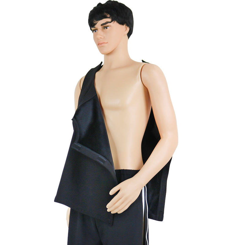 Picture of Easy to Put on and Take Off Fleece-Lined Warm Vest Adhesive Front and Back Can Be Opened for Convenient Bedridden Patient Care Sleeveless Bottoming Pajamas