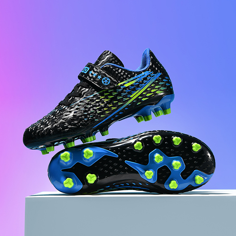 Cross-Border Kidsren's Football Shoes Velcro Boys and Girls Ag Broken Nails Primary and Secondary School Girls Pink Football Training Shoes