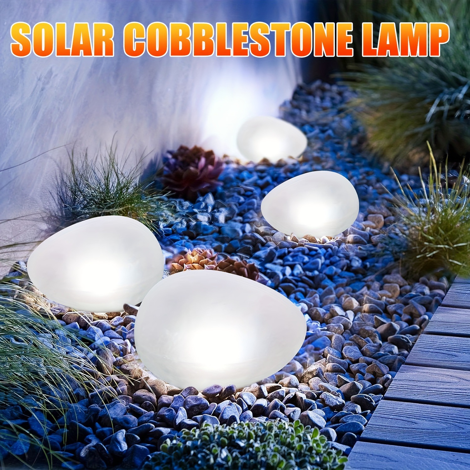 New outdoor solar cobblestone lawn lamp led glass stone lamp courtyard park decorative atmosphere light