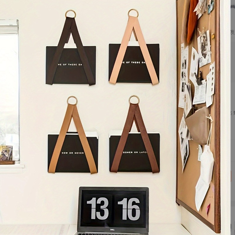 Ins Style Hanging Leather File Rack Office Wall Decoration Storage Rack Home Magazine Storage Wall Hanging