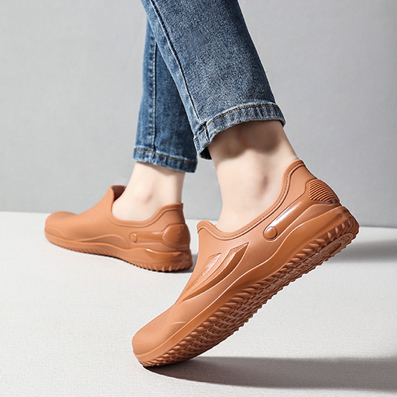 Korean Style New Fashion Rain Shoes Women's Spring and Autumn Yuanbao Rain Shoes Four Seasons Waterproof Non-slip fleece-lined Warm Kitchen Work Shoes