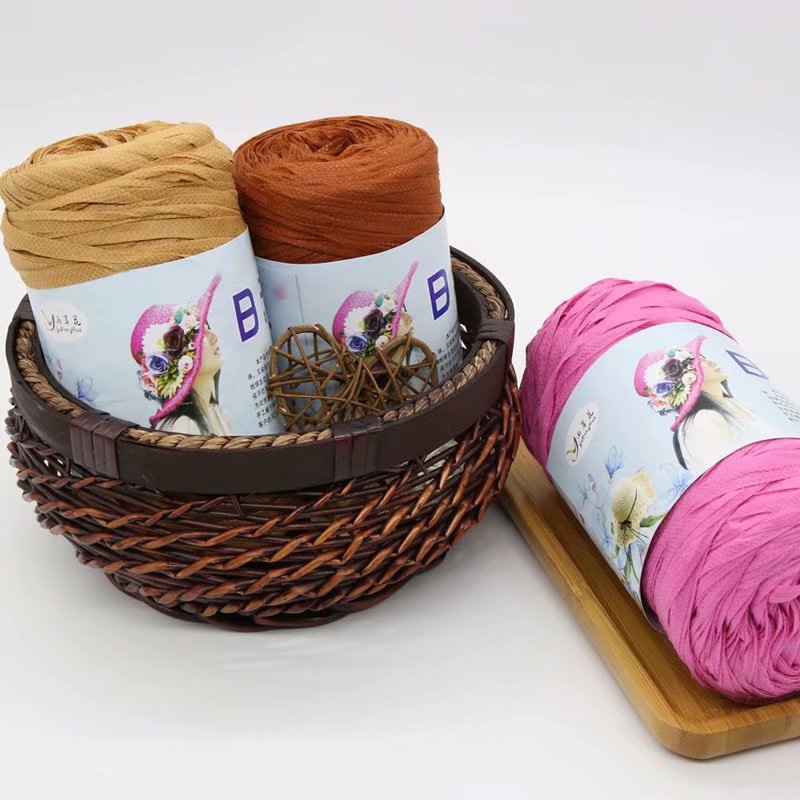 Picture of Riwo rattan line summer cool hat knitting hook line Summer hook hat ribbon hand knitting hat line crochet