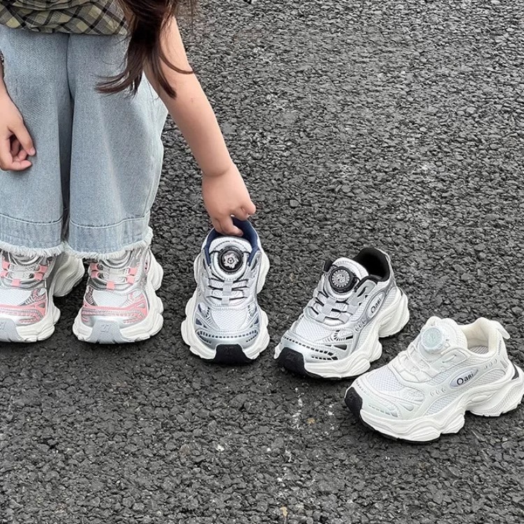 2025 Spring and Autumn New Arrival Rotating Buckle Children's Shoes Boys' Breathable Mesh sneaker Girls' Torre Shoes Children's Running Shoes