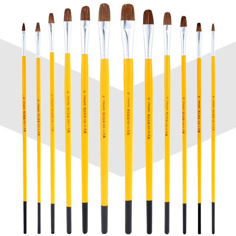 Wolf brush oil brush 6 sets of watercolor acrylic flat brush art painting tools gouache paint brush