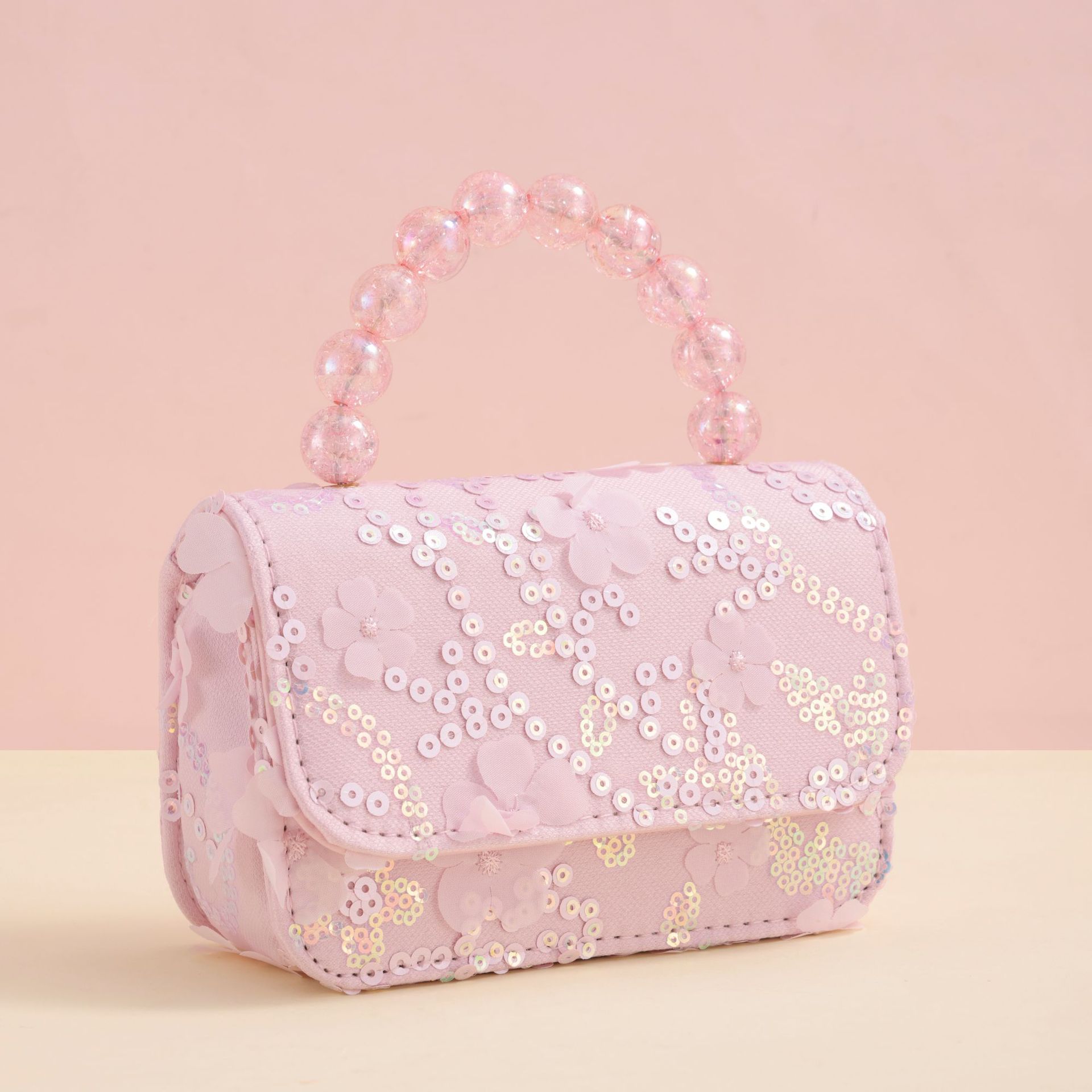 Picture of 2024 new elegant princess style bag girl trend small square bag pearl portable high value sequin bag wholesale