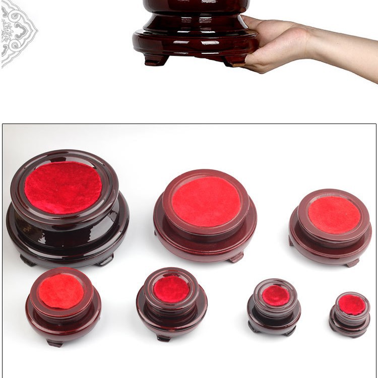 Picture of Large crystal ball rotating double-layer base wooden round base ornaments multi-size spot wholesale supply
