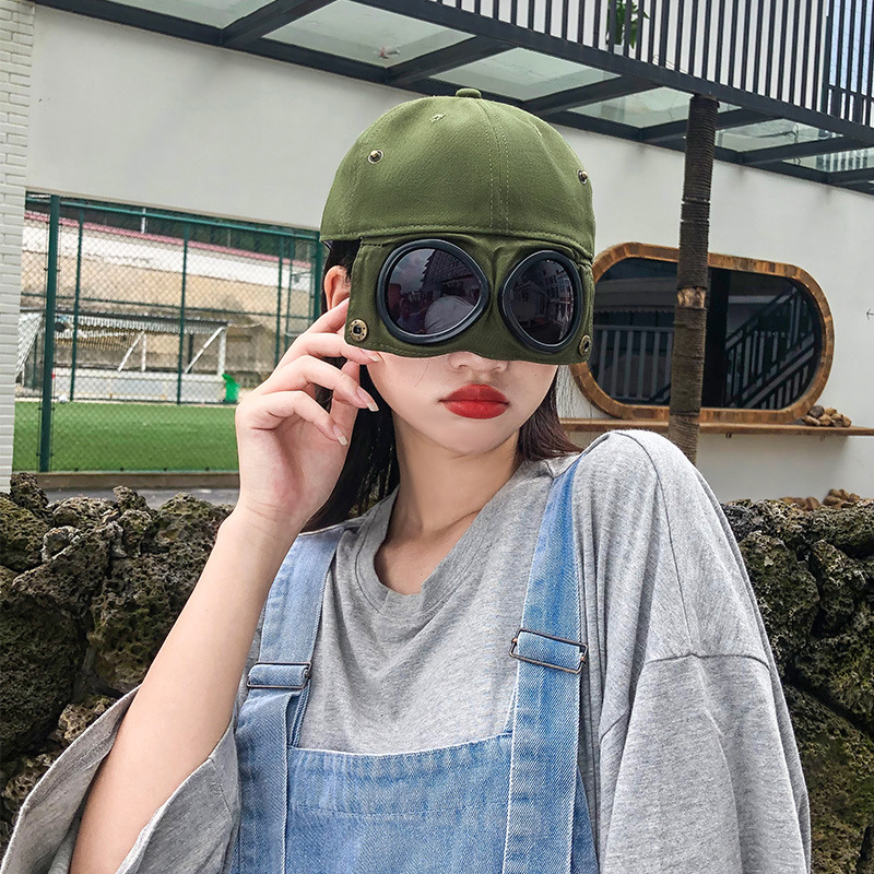 Aviator Hat Glasses Cap Women's Korean Style Personalized Trendy Brand Sunglasses Baseball Cap Student Couple Sun Hat Men
