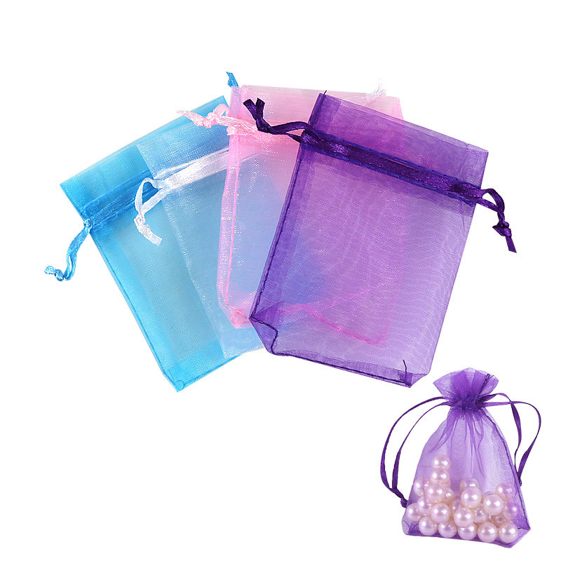 Spot wholesale packaging transparent mesh bag plain gift candy bag jewelry packaging gauze bag beam mouth