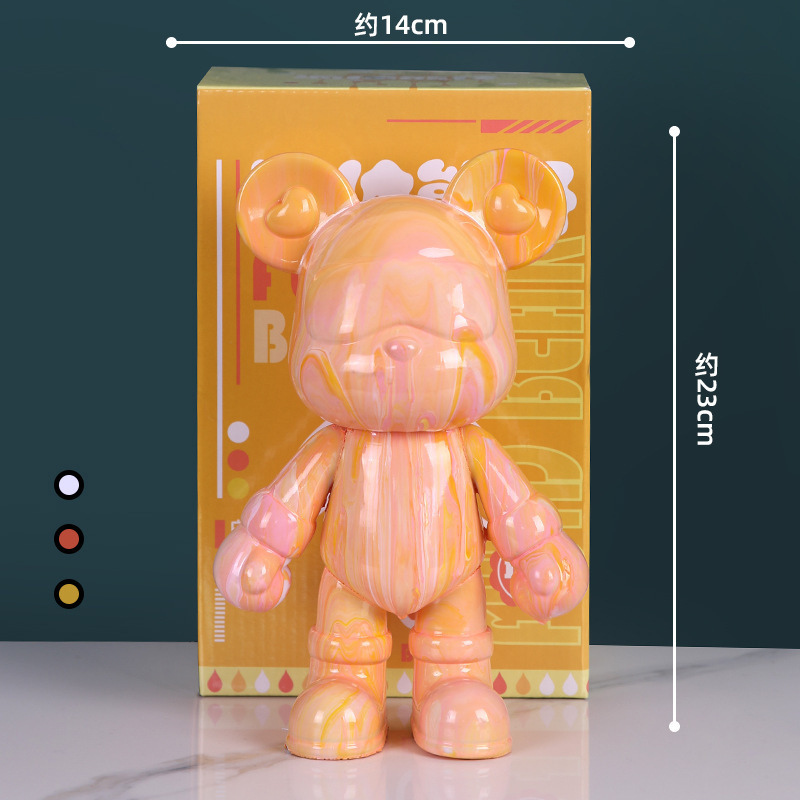 Picture of Internet Celebrity Fluid Bear Handmade DIY Material Homemade White Embryo Ornament Pigment Violent Bear Dye Painted Bear Gift
