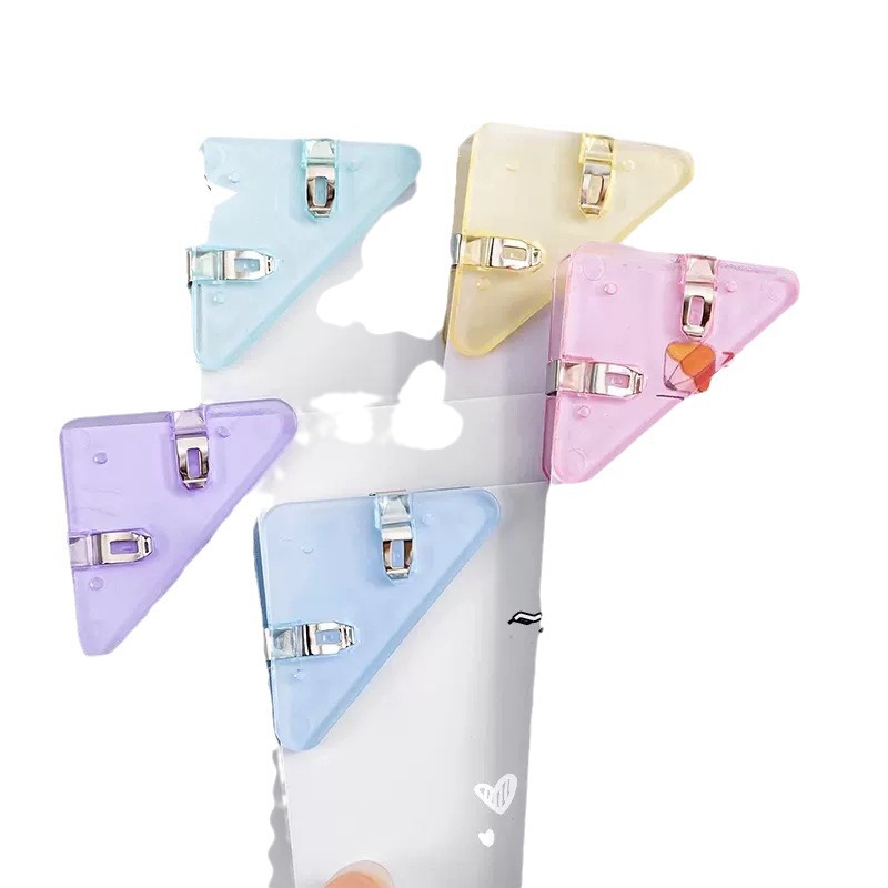 Picture of New folder solid color Student Book clip transparent triangle clip edge corner clip stationery office materials pp clip