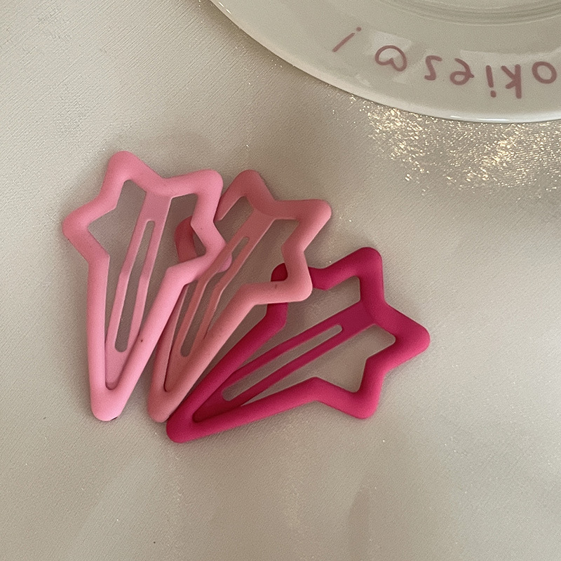 Picture of Pink Hairpin Women's Star Small Hairpin Side Bangs Clip Cute Side Clip Love Dopamine Clip Headdress