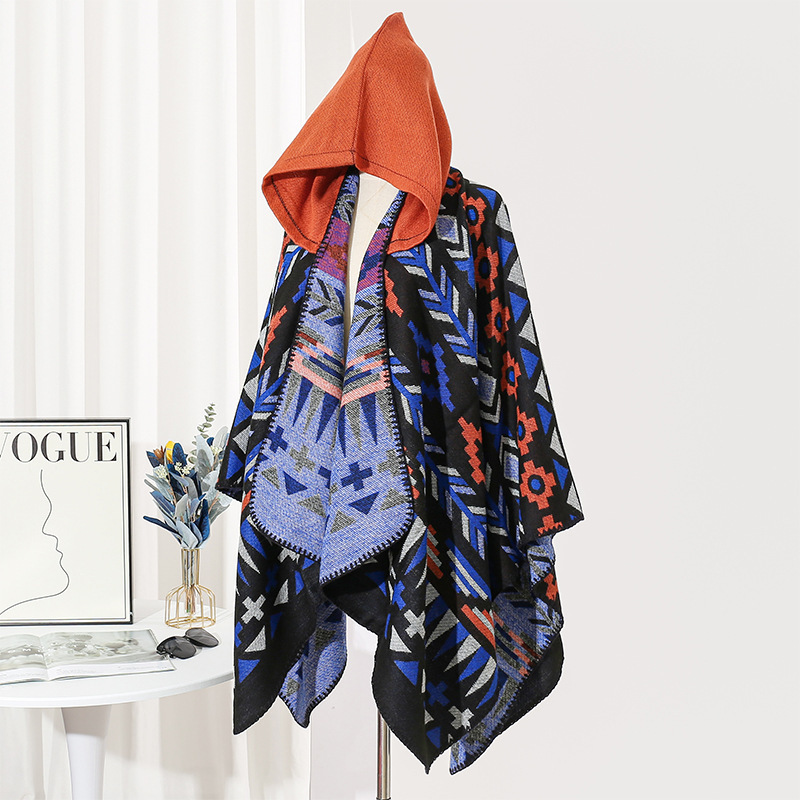 Picture of Ethnic Style Hooded Shawl Women's Yunnan Western Sichuan Travel Wear Costume Xinjiang Desert Photograph Outer Cape Cape