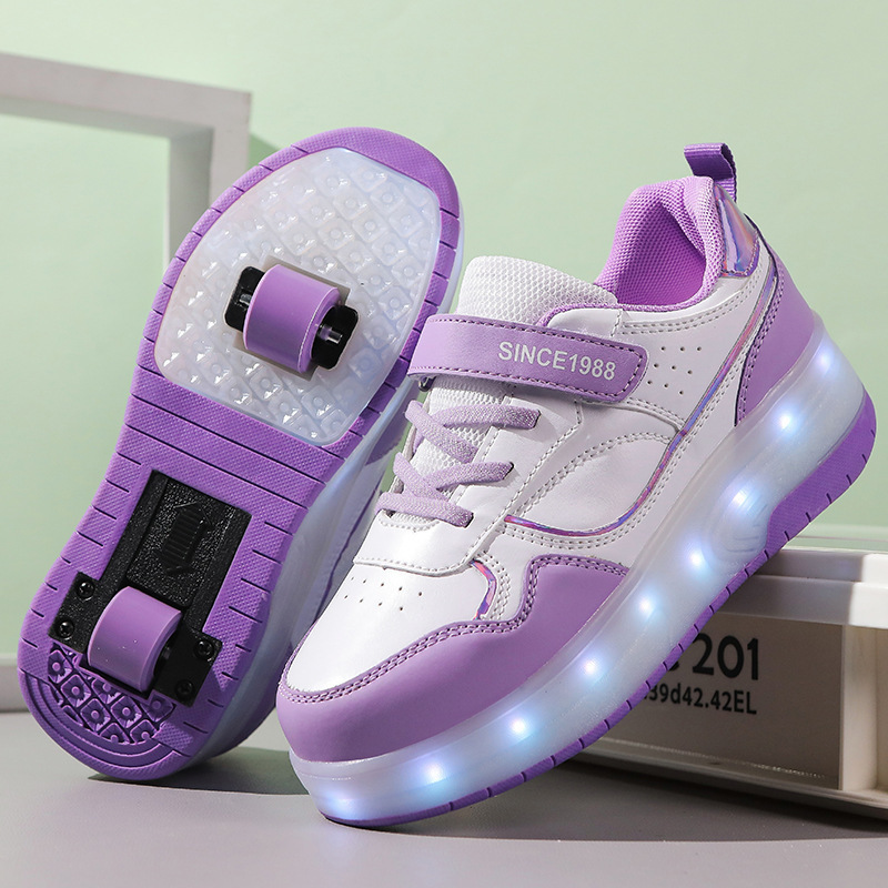 Walking shoes deformation shoes two-wheel dual-use roller skating shoes double-row walking shoes autumn and winter roller skating shoes factory wholesale