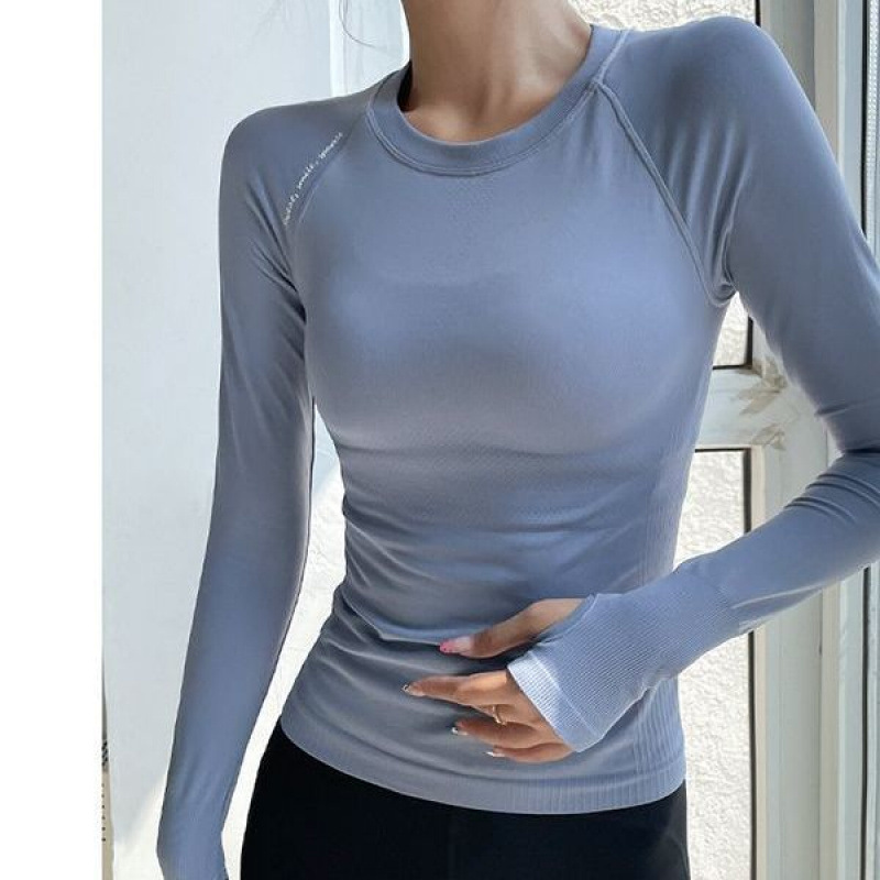 Autumn and Winter Fitness Clothes Women's Long-sleeved T-shirt High-elastic Tight-fit Training Sports Top Women's Quick-drying Morning Run Yoga Clothes