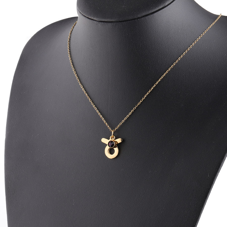 Picture of Golden Twelve Constellation Necklace Lucky Birthstone Birthstone Necklace European and American Constellation Necklace Stainless Steel Jewelry