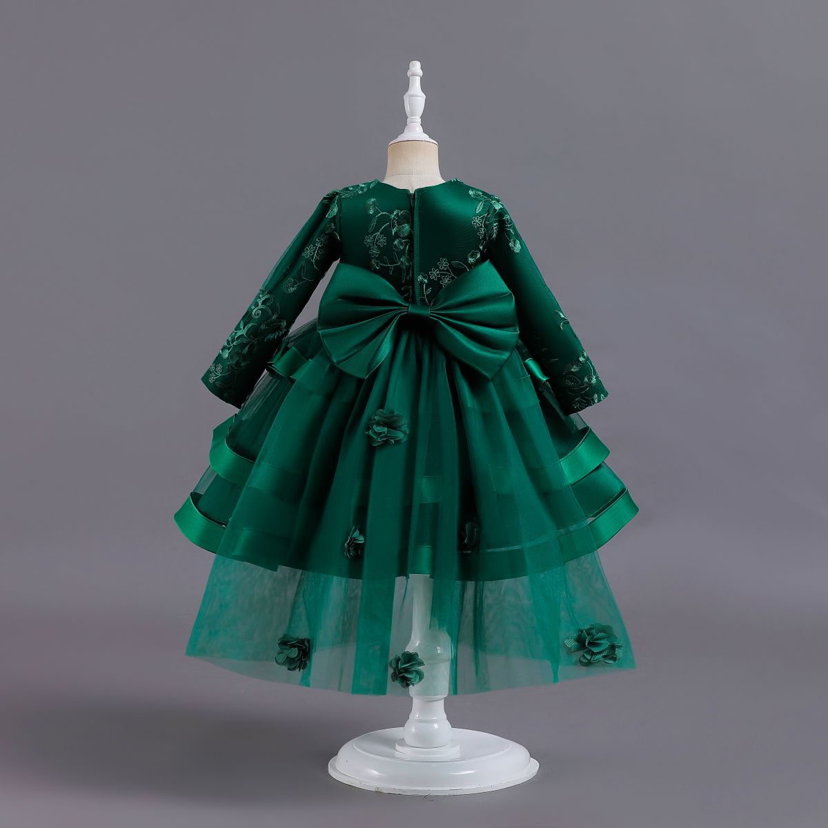 New Cross-border Girls' Dress Princess Dress Flower Girl's Hierarchical Mesh Puff Dress Little Girl's Host Piano Performance Dress