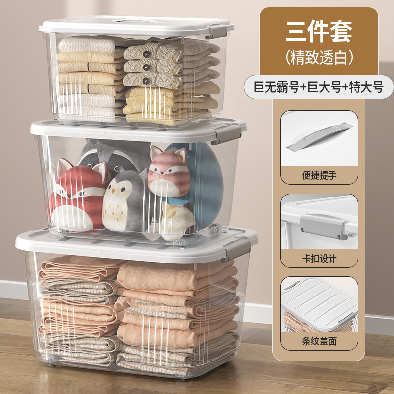 Picture of Transparent Storage Box Plastic Box with Lid Satchel Storage Box Large and Small Clothing Storage Box Organizer Box with Lid