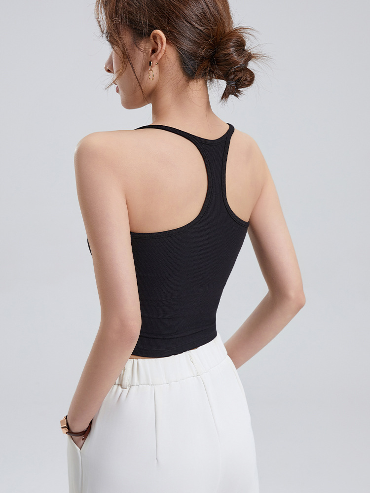 2025 New Style Racerback Tank Top for Women with Chest Pads, Slimming and Base Layer
