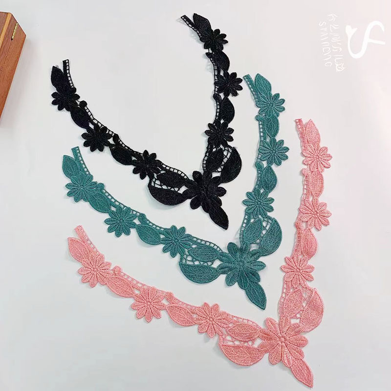 Quality Fine Line Mesh Embroidery Stereo Flower Lace Accessories DIY Accessories Accessories Applique Size Flower Collar Flower