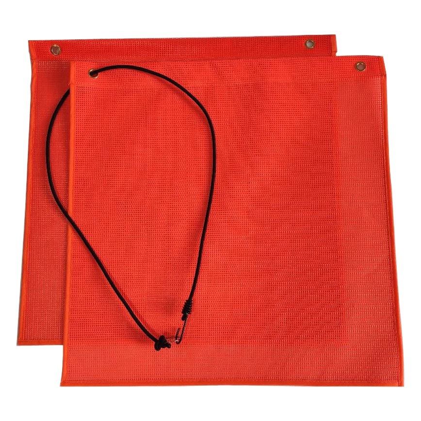 Picture of Customized Fluorescent Orange Safety Flag Pvc Mesh Cloth Warning Flag Signal Flag for Road Traffic 18x18inch