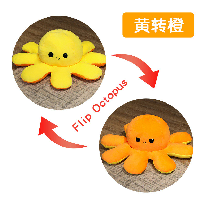Picture of Soft Cute Giant Flip Big Octopus Doll Funny Double-Sided Expression Octopus Plush Toy Girl Gift