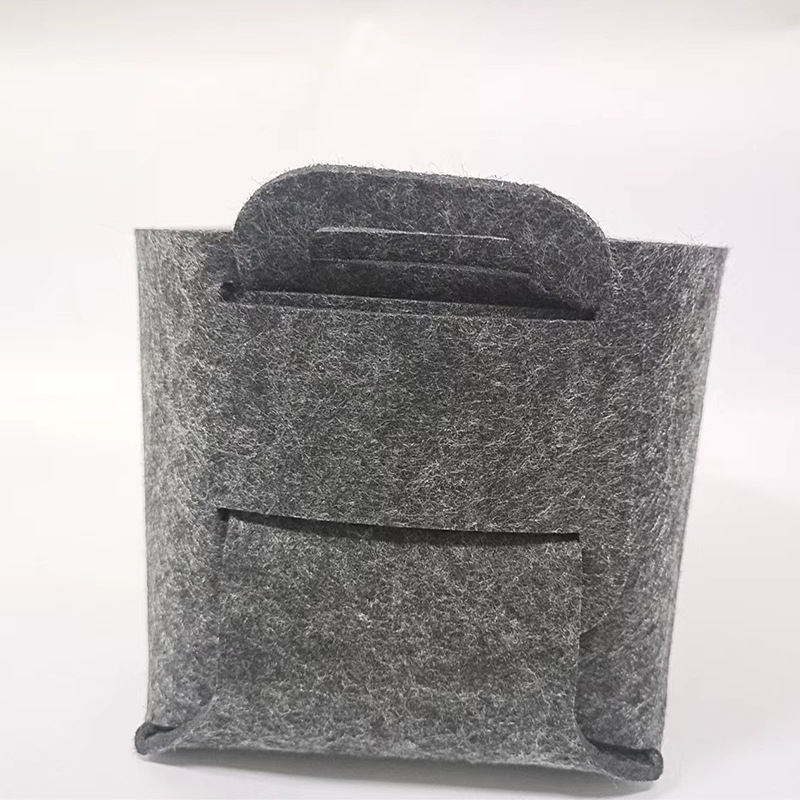 Picture of Factory wholesale simple felt storage basket dirty clothes toy storage basket handle solid color felt storage bucket printed LOGO