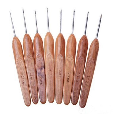 Knitting Tools Wooden Handle Crochet Hook DIY Handmade Bamboo Handle Crochet Hook Bag Hook Cushion Hook Hat Stainless Steel Head