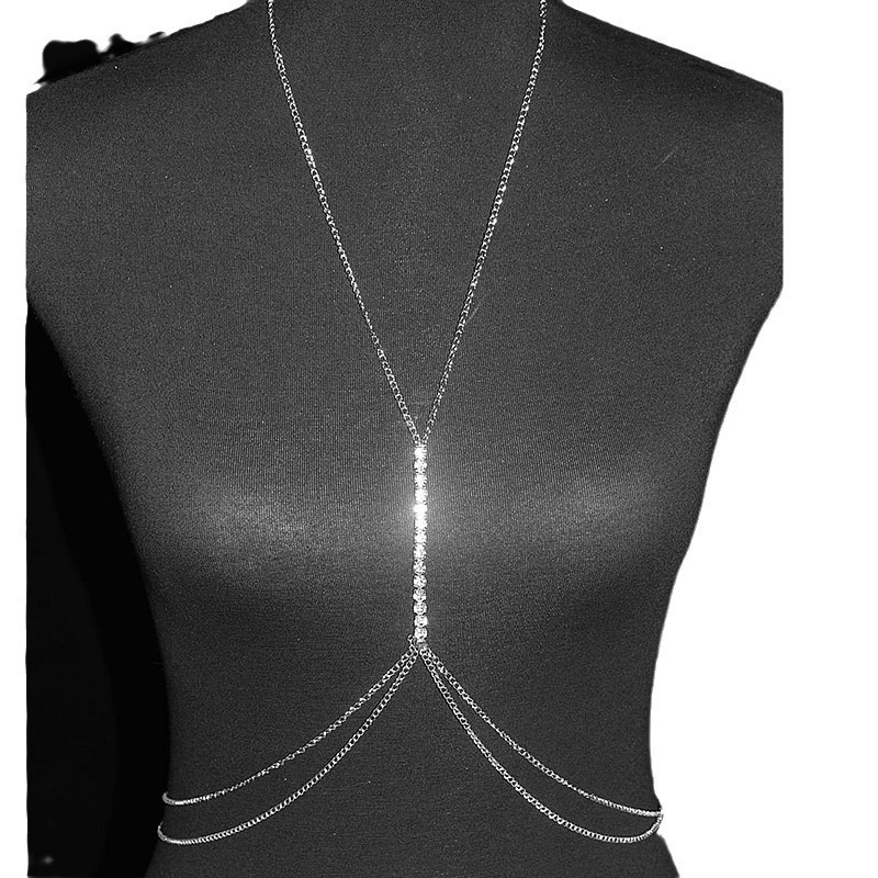 Picture of European and American Cross-border Jewelry Fashion Beach Sexy Bikini Neck Waist Decoration Women's Simple Diamond Body Chain