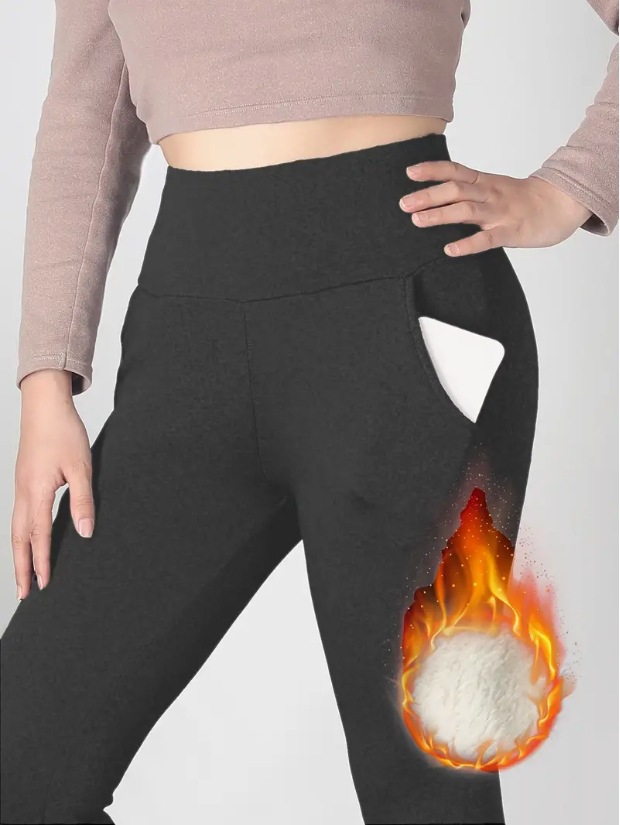 Cross-border Explosions Pocket fleece-lined Thickened Cashmere Leggings Autumn and Winter High Waist Tight Pants Warm Pants New
