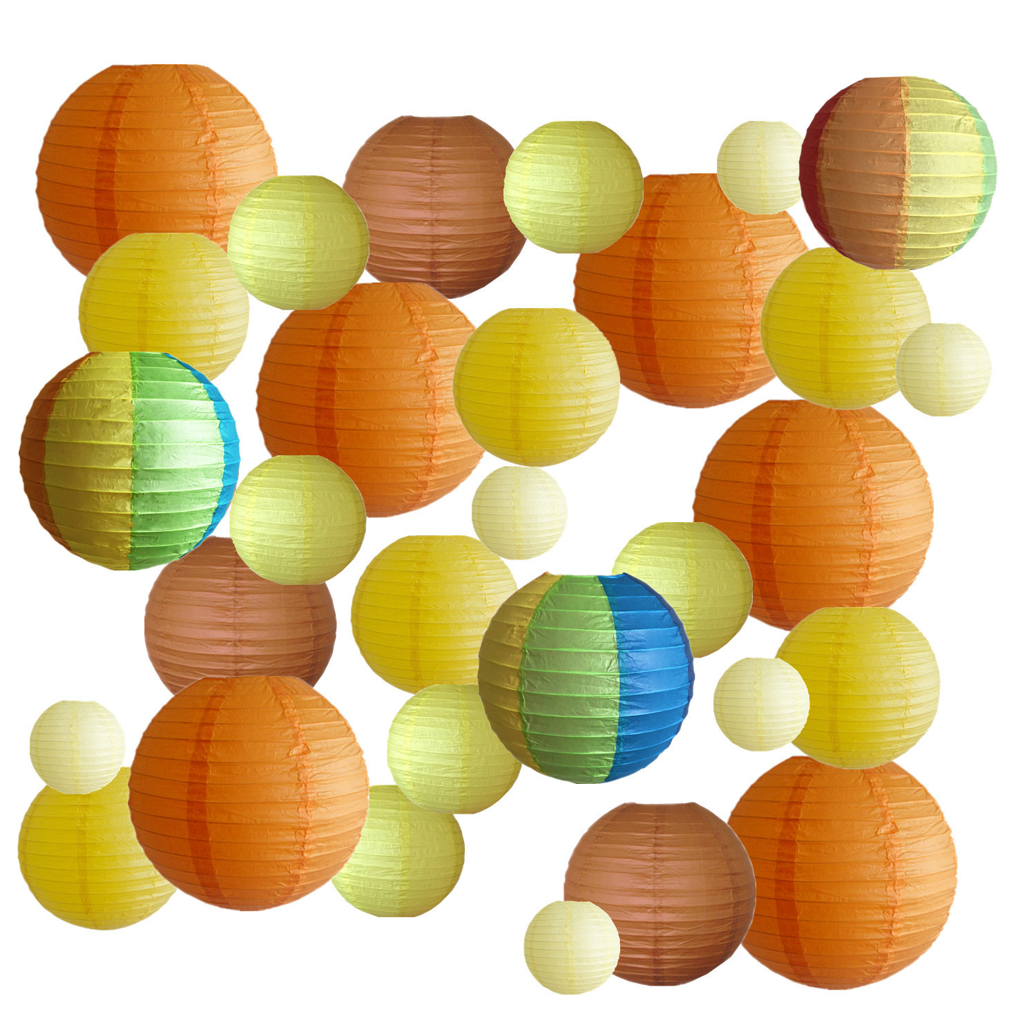 Picture of Spring, Summer, Autumn and Winter Colorfulful Paper Lanterns Round Foldableable Paper Art Combination Set Hanging Lanterns