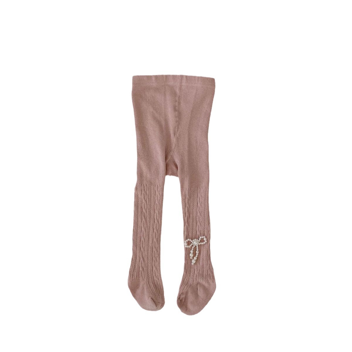 Picture of 2025 Spring and Autumn Baby Girl Pantyhose Easiest for Match Pearl Bow Foot Socks Girls Solid Color Leggings
