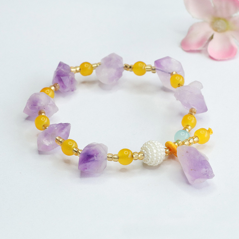 Picture of Attache Natural Amethyst Bracelet Colorful Treasure Raw Stone Bracelet Nine Purple Fire Factory Wholesale Behalf of CB 4033102