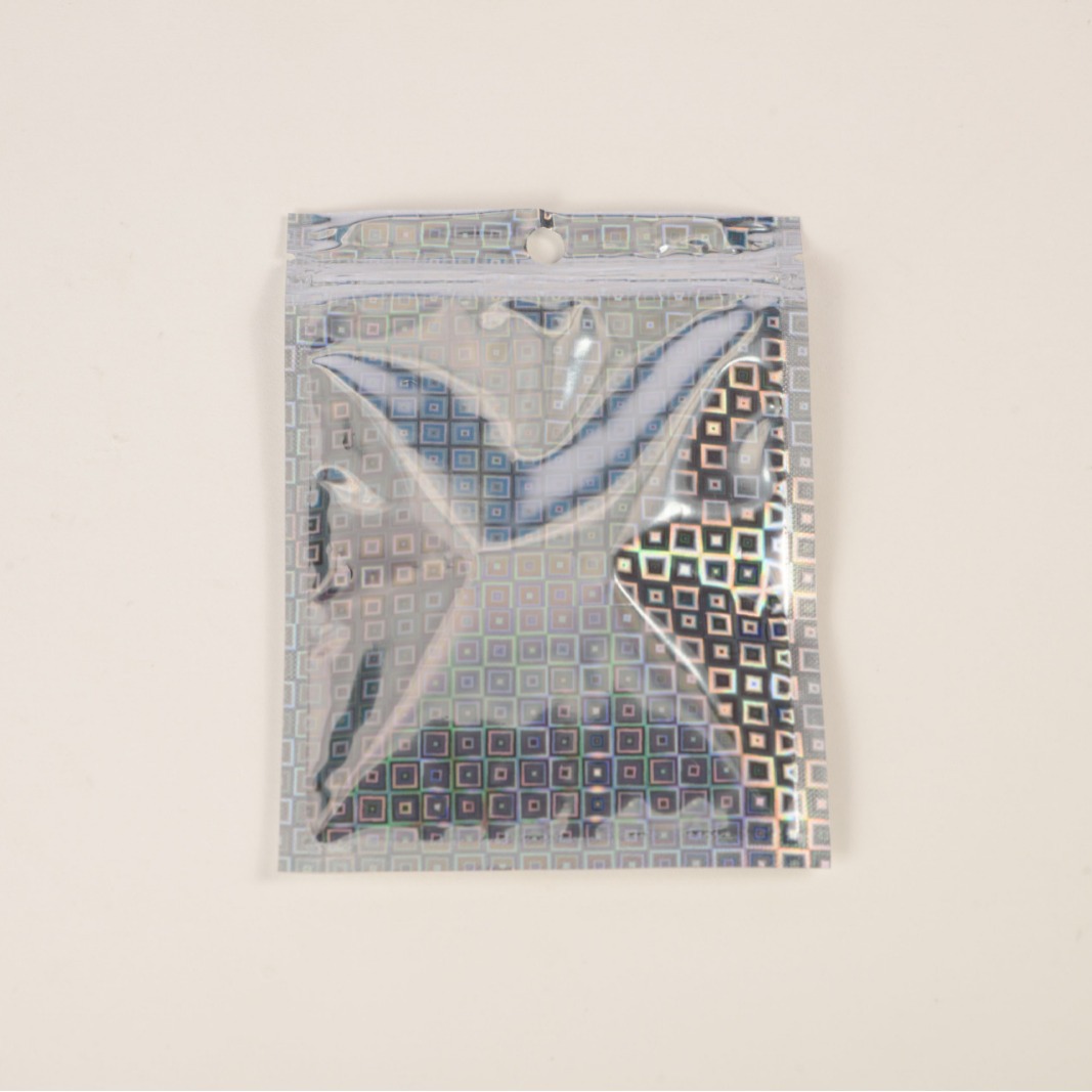Picture of Square Laser Self-sealing Bag Mobile Phone Shell First Jewelry Laser Packaging Bag Data Cable Gift Laser Film Bag