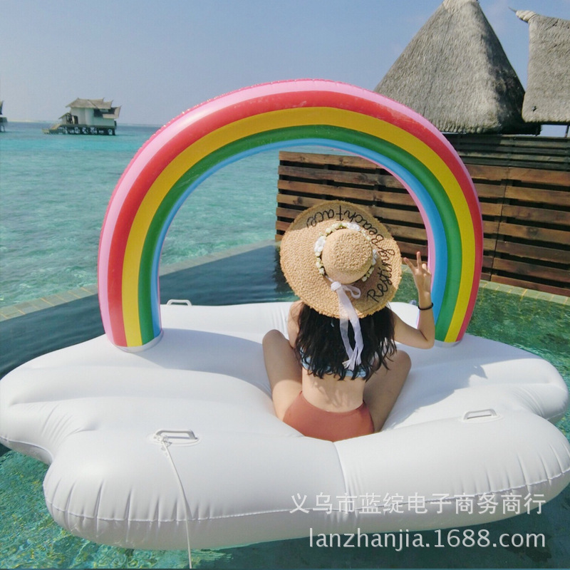 Picture of in stock wholesale new ins original oversized rainbow clouds floating row adult inflatable swimming ring