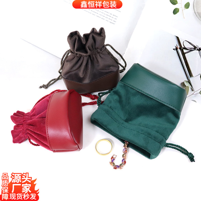 Portable beveled jewelry bag ring earrings earrings jewelry storage bag earphones velvet leather stitching jewelry play