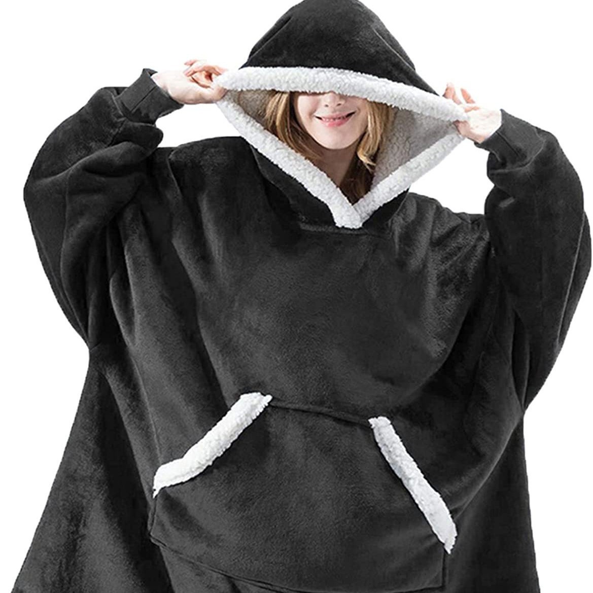 New Flannel Pajamas Thickened and Lengthened Lazy Blanket Long Nightgown Outdoor Cold-Proof Hooded Home Hooded Bathrobe