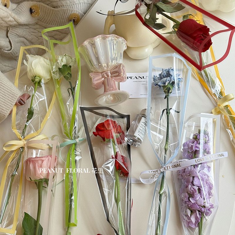 Color frame single bag flower bouquet handmade floral packaging diy material bag flower paper bag