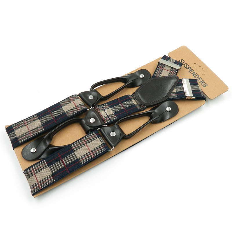 Picture of Cross-border supply adult men's leisure straps Y-shaped 6-clip elastic suspenders spot men suspenders