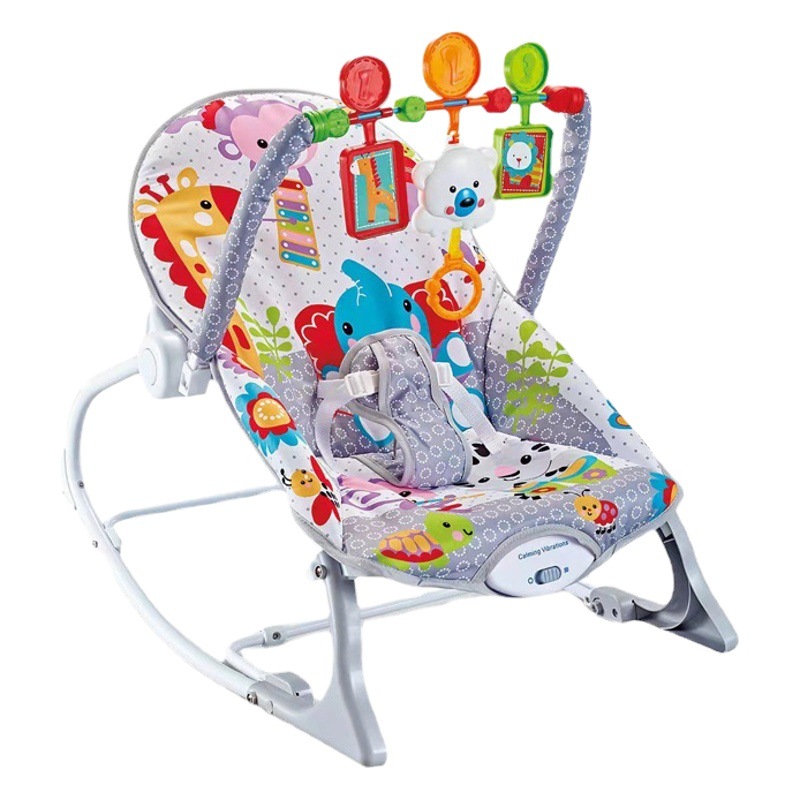 Baby rocking chair baby multifunctional music vibration rocking bed lightweight foldable children rocking chair coax baby recliner