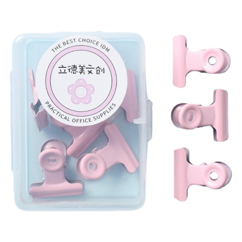 Ins Style Macaron Colorful Round Head Clip Small Fresh File Metal Binding Clip Colorful Boxed Swallowtail Clip Bill Clip