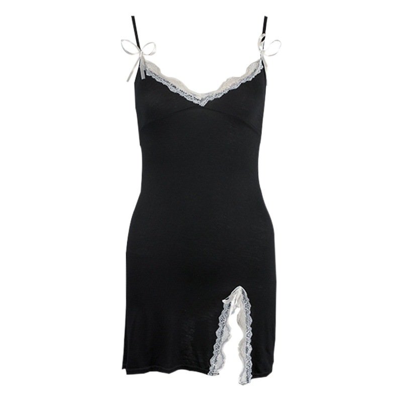 Summer Sling Nightgown Sexy Short Skirt Low-cut dress Split Sex Temptation Private Pajamas Women's Hot and Teasing