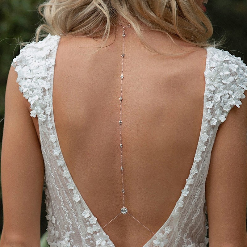 Picture of European and American Fashion Cross-border Banquet Style Gorgeous Light Luxury Diamond Water Drop Body Chain Simple Sexy Bride Wedding Accessories
