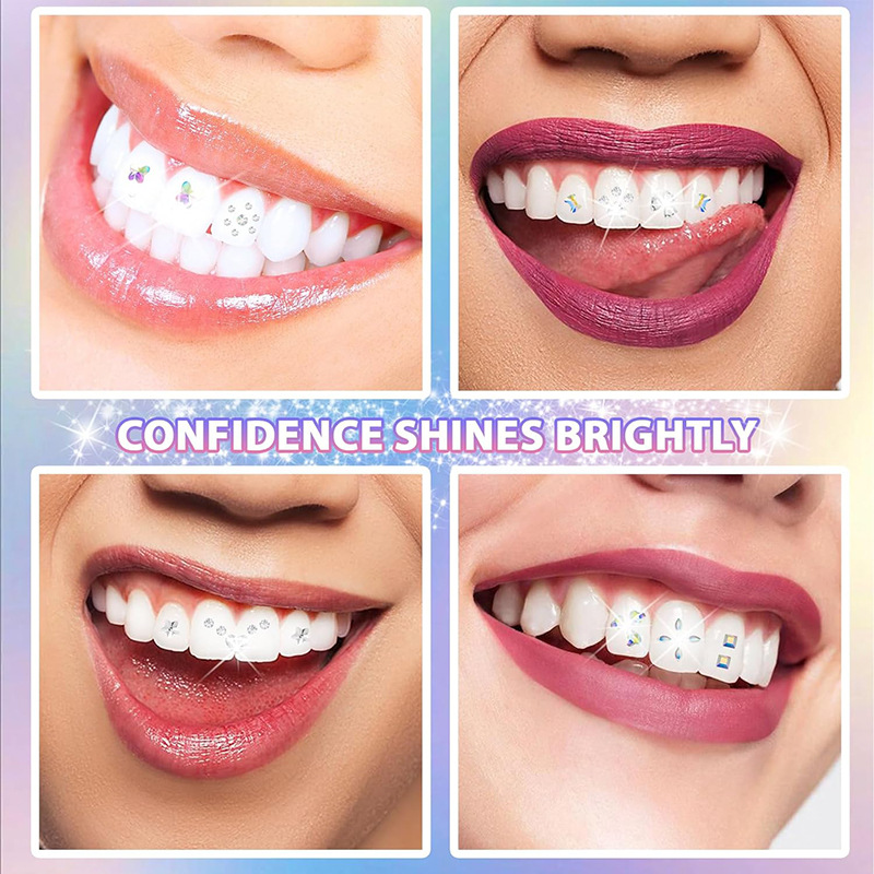 Cross-border Explosions DIY Teeth Gem suit Shiny Crystal Bonded Gem Teeth Decoration Girl Fashion Gift