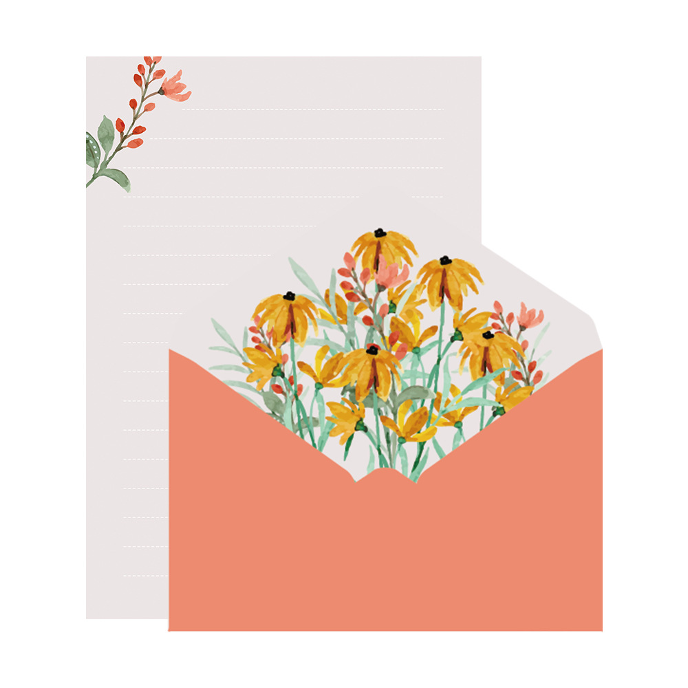 Picture of Wedding Letter Paper Set Invitation Letter A5 Handwritten Love Letter Paper Spring Flower Opening Letter Paper High-End