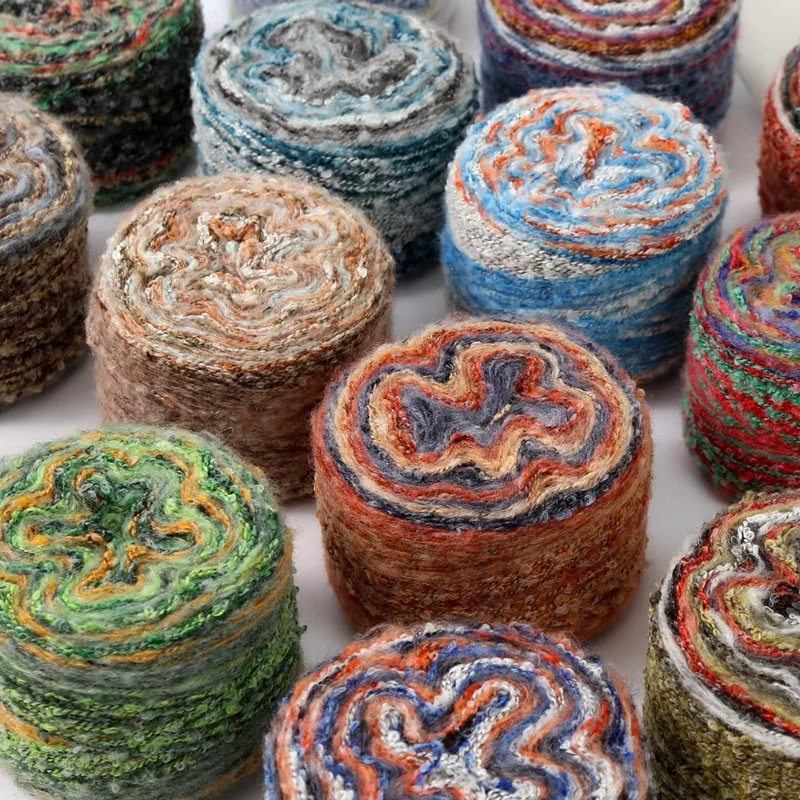 Oil Painting Yarn Mohair Yarn Rainbow Section Dyed Circle Wool Thread Scarf Wool Ball Hand Knitted DIY Sweater Thread