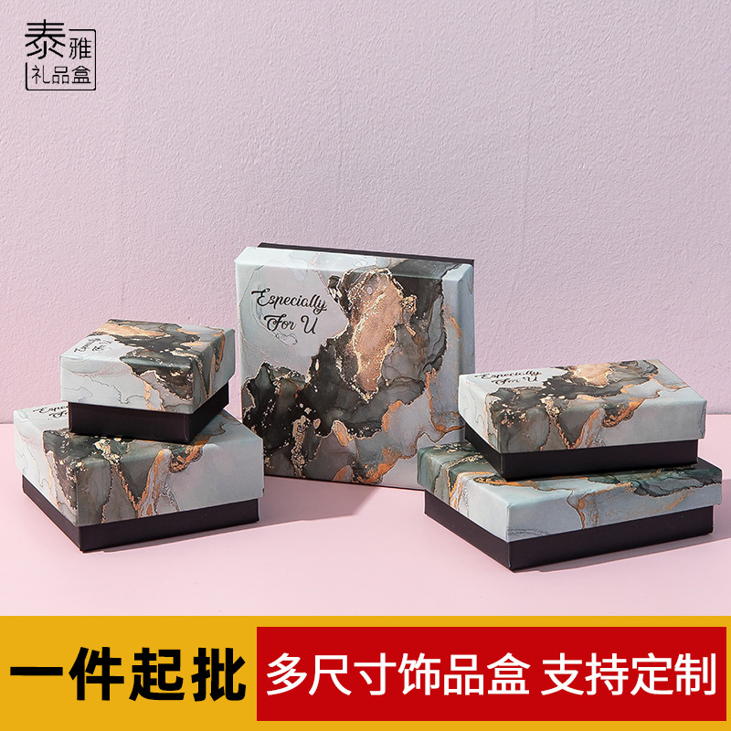 Factory wholesale exquisite black marble jewelry box ring earrings bracelet necklace jewelry box